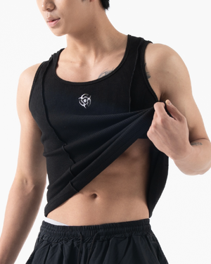 골지 앞뒤 절개 탱크 탑  블랙