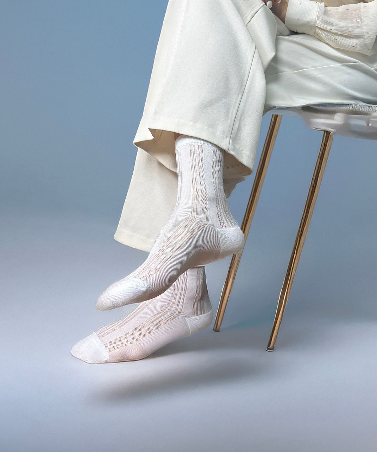 옐로우삭스(YELLOWSOCKS) 매쉬 미들(화이트/블랙)