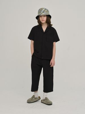 KIDS 시어서커 8부 팬츠 Black