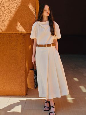 스카프 넥 플리츠 원피스 NEW5MO509