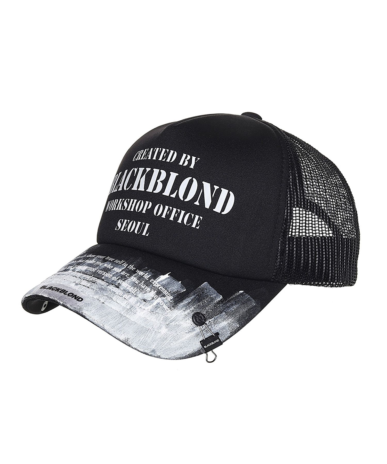 MUSINSA公式 | BLACKBLOND ビビディスモークペインテッドワークショップトラッカーメッシュキャップ（ブラック）