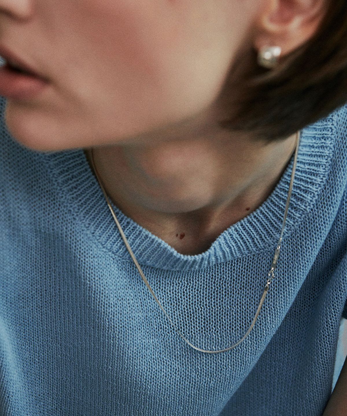 베흐트(VERTE) [925 silver] Un.silver.161 / flat soir necklace (long ver.)