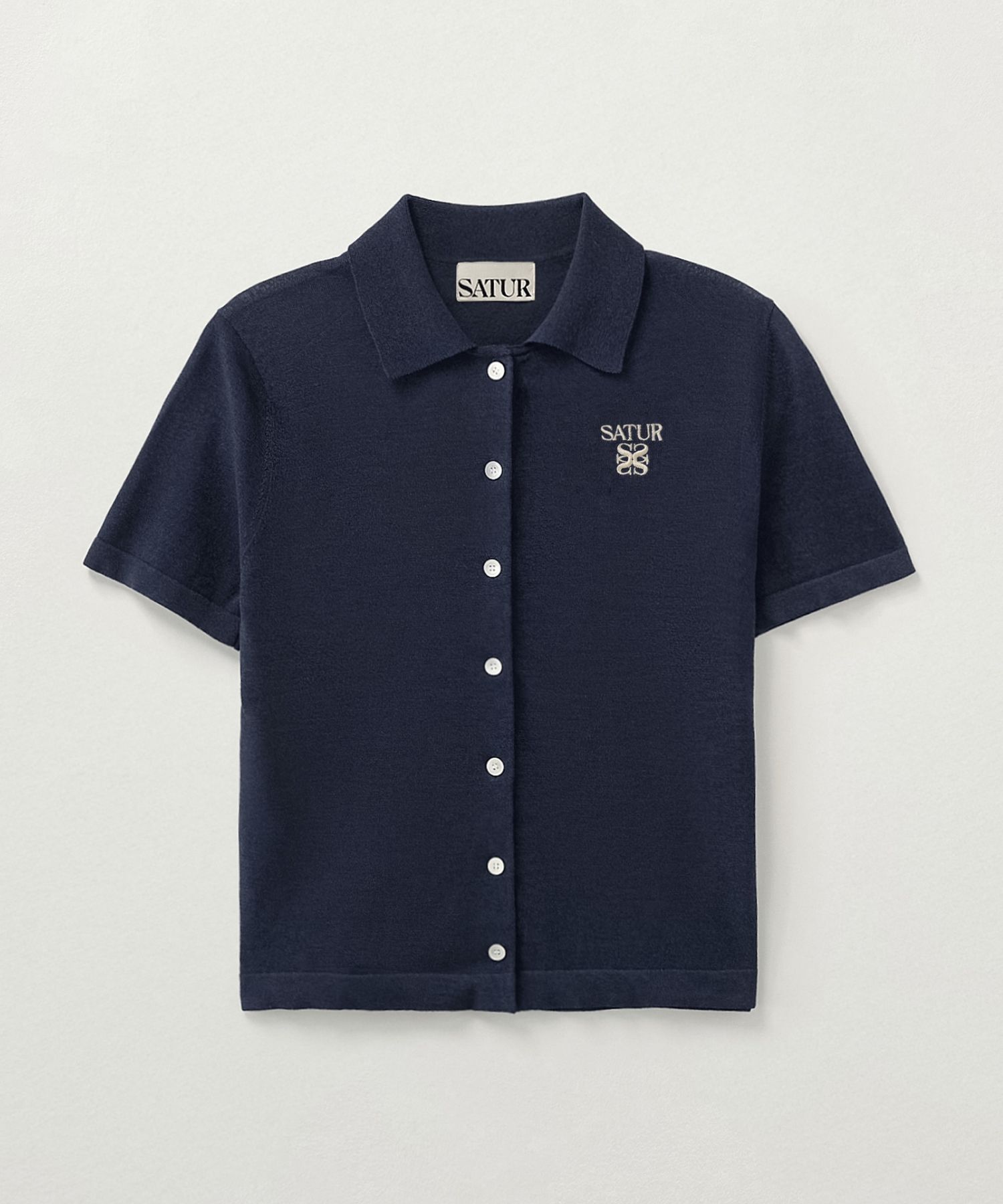 トップス SATUR Cotton Collar Half Cardigan Navy MUSINSA公式 | SATUR (W) Lightweight collar half cardigan navy