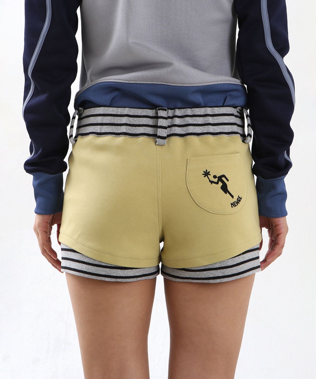 뉴제(NEWGE) Layered Belted Shorts (YELLOW)
