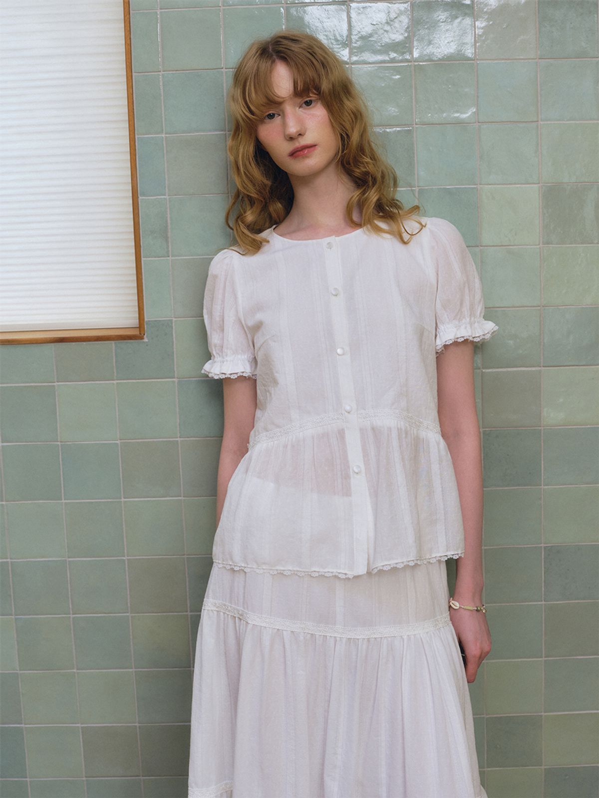 오앨(OUEL) LACE PUFF COTTON BLOUSE_WHITE