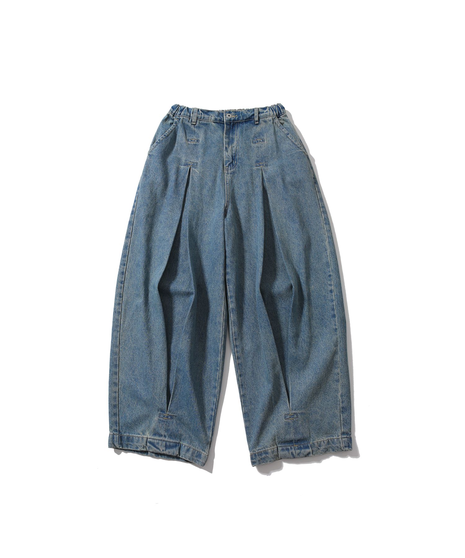 【ANGLAN】25SS★ [AG] Long Tuck Wing Balloon Denim Pants MUSINSA | ANGLAN Long Tuck Wing Balloon Denim Pants - Washed