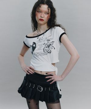 Tied One Off Shoulder Ringer Top (WHITE)