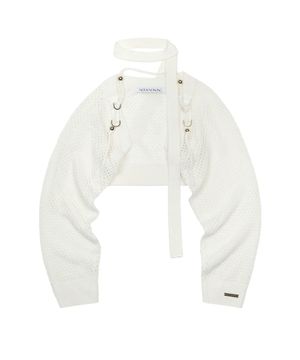 Bolero Linen Net Cardigan (WHITE)