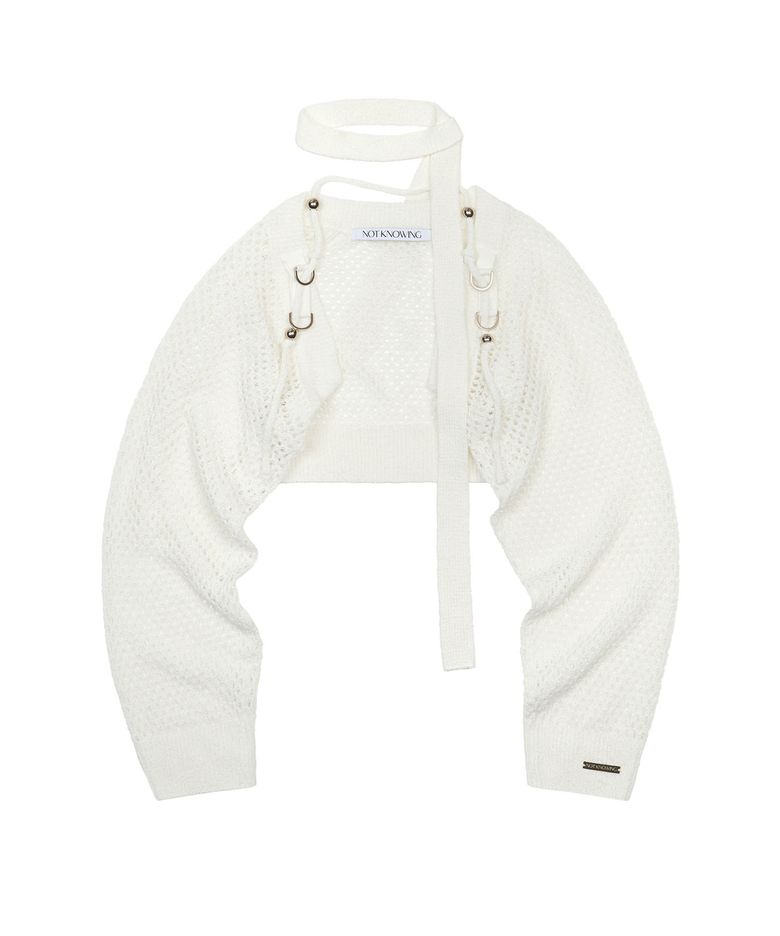 Bolero Linen Net Cardigan (WHITE)