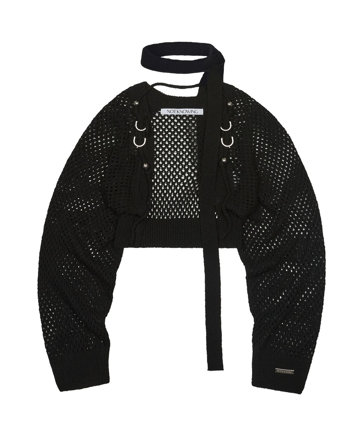 낫노잉(NOTKNOWING) Bolero Linen Net Cardigan (BLACK)