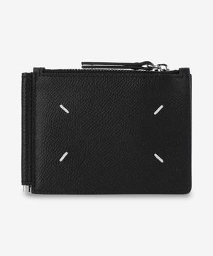4 스티치 슬림 2 핀서 지갑 - 블랙 / SA1UI0018P4745T8013