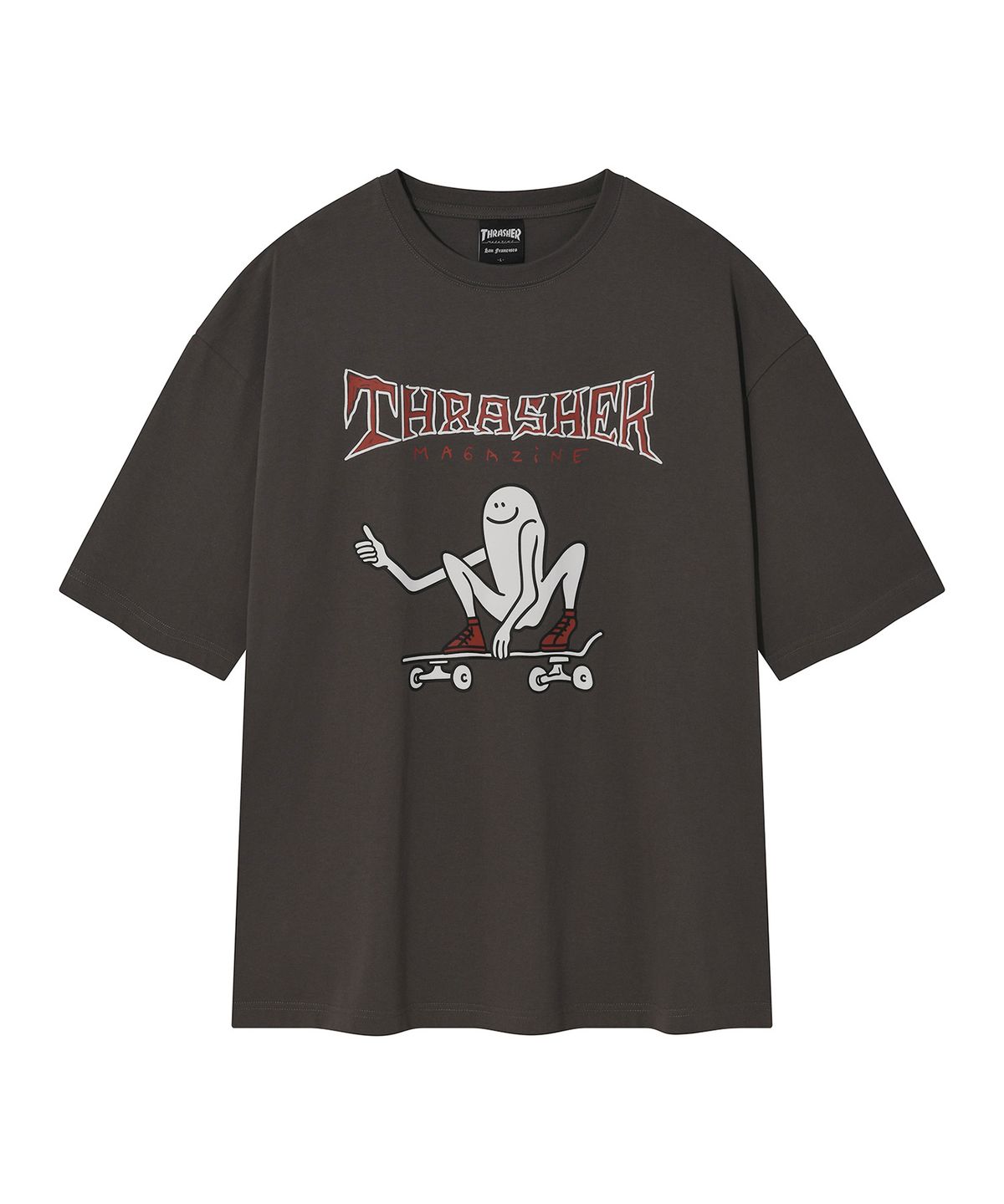 트레셔(THRASHER) 텀즈업 반팔 티셔츠 차콜