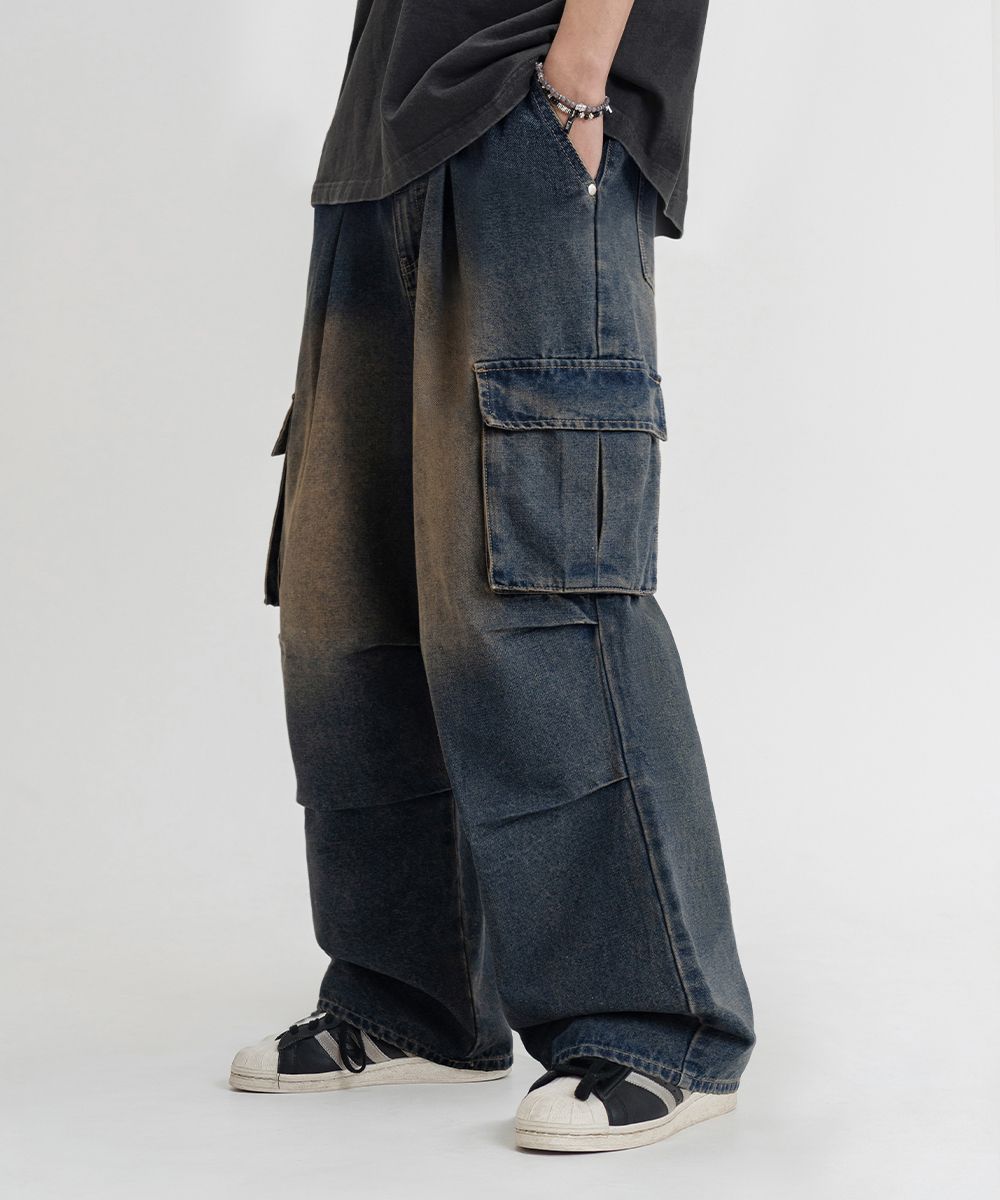 【FEPL】23SS★ Sweep one-tuck washing denim pants DENIM PANTS – fazeone