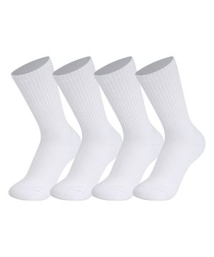 [4팩] 베이직 쿠셔닝 크루 삭스 [화이트]