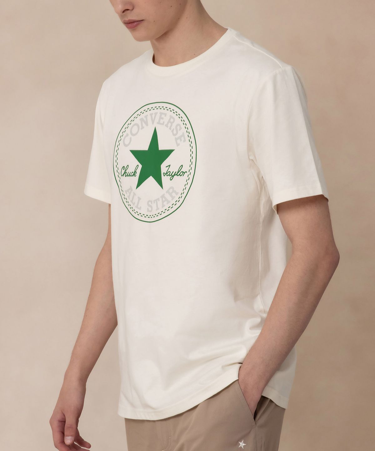 컨버스(CONVERSE) 올스타 패치 스탠다드 핏 티셔츠 에그렛 MCH737-W2Y