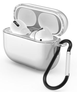 변색방지 에어팟 프로 4 3 2 1 세대 TPU 투명 케이스+철가루 방지 스티커+카라비너 키링