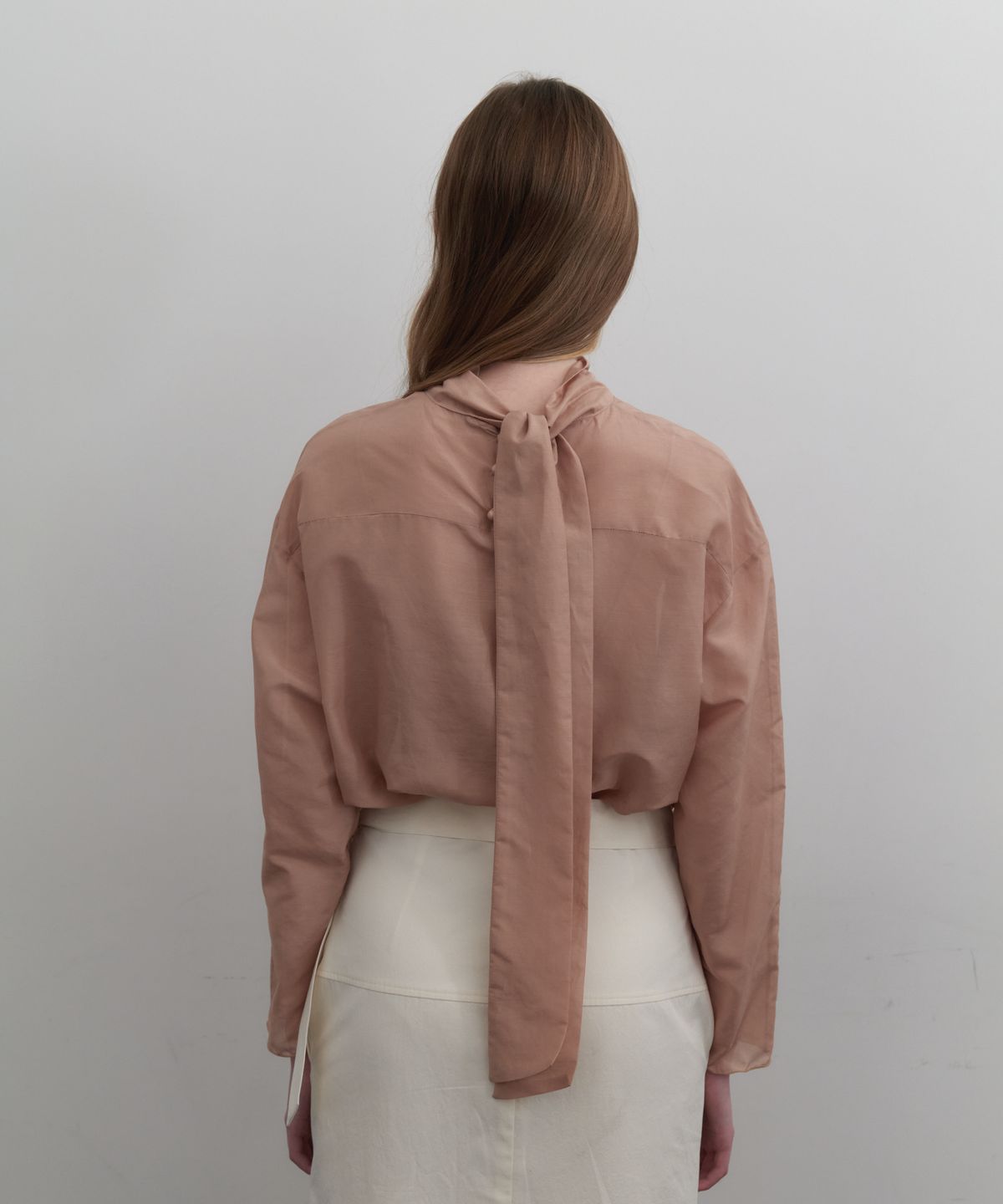 앤테(AENTE) Silky cotton tie blouse - Salmon