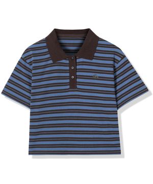 [SEASON OFF] (W)크롭 스트라이프 카라티셔츠