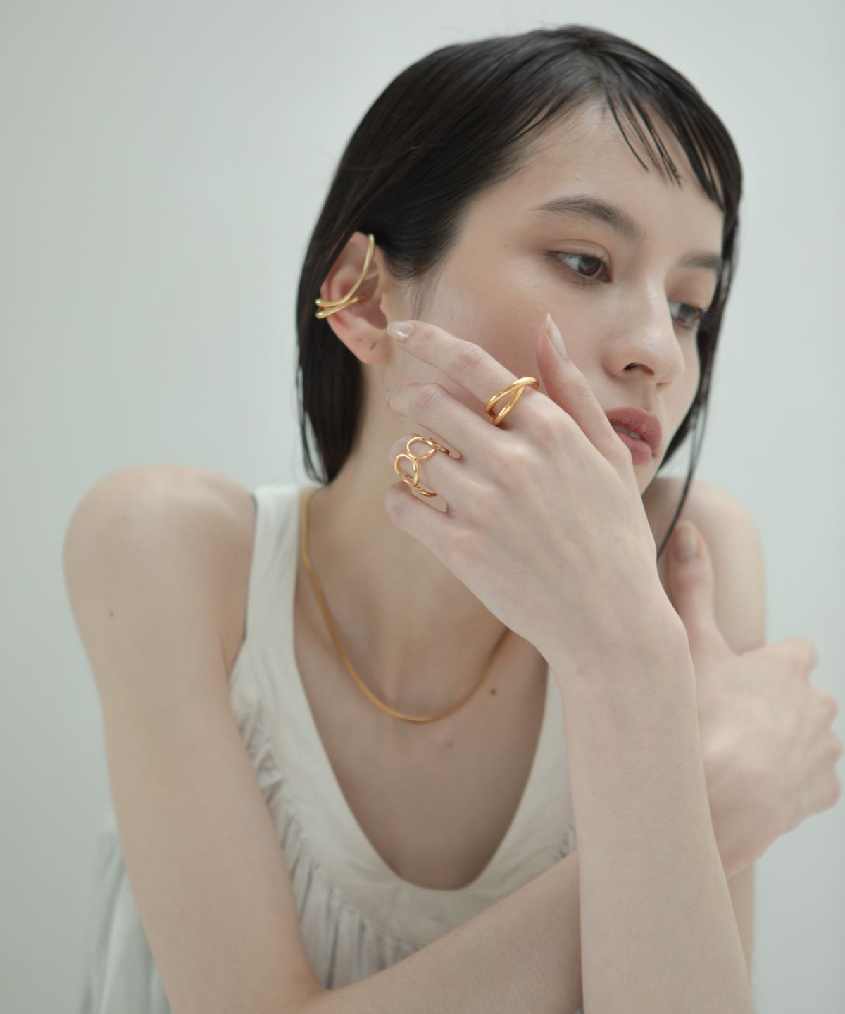 노비스도쿄(NOVICE TOKYO) 타원 체인 링 반지 Oval Chain Ring / Gold