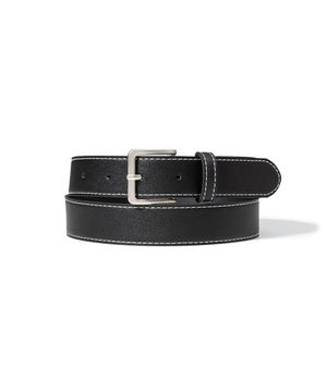 white stitch standard silver buckle belt (T032_black)