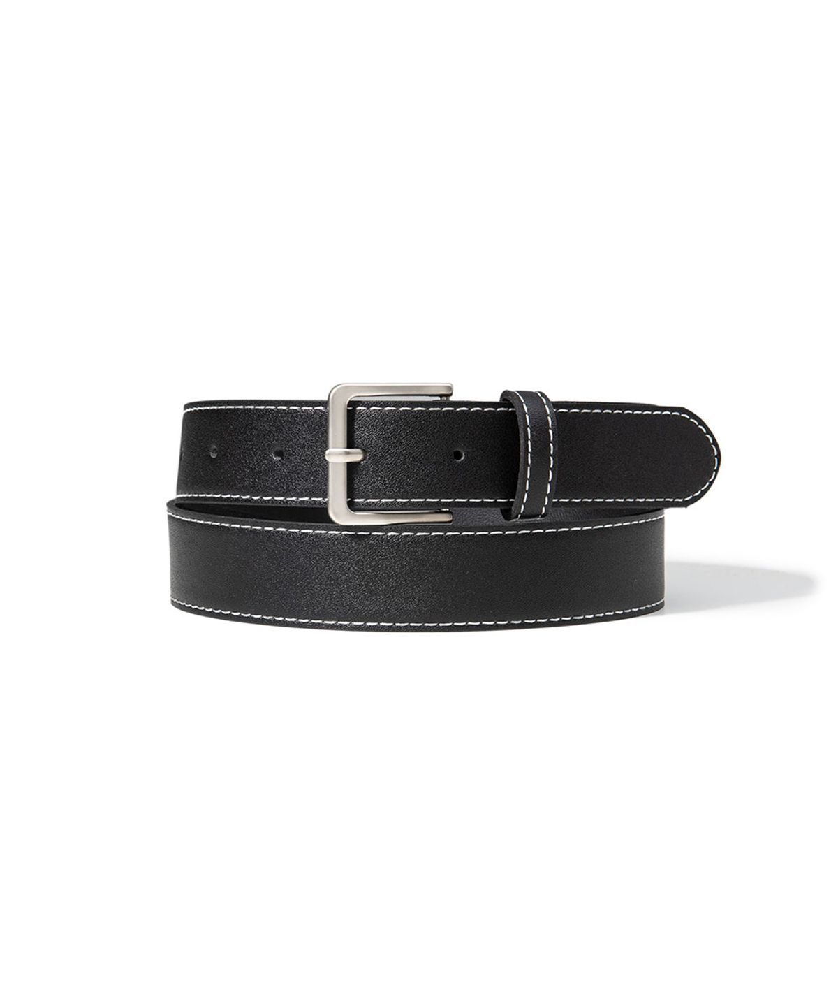 할렌(HALDEN) white stitch standard silver buckle belt (T032_black)