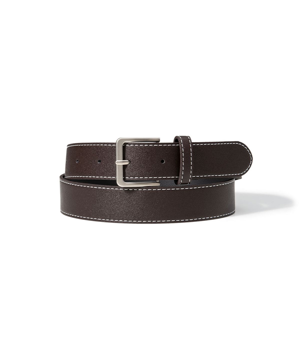 할렌(HALDEN) white stitch standard silver buckle belt (T032_brown)