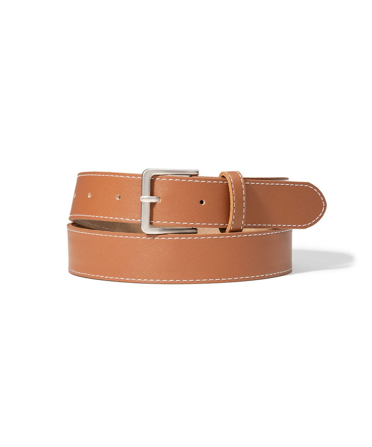할렌(HALDEN) white stitch standard silver buckle belt (T032_tan)