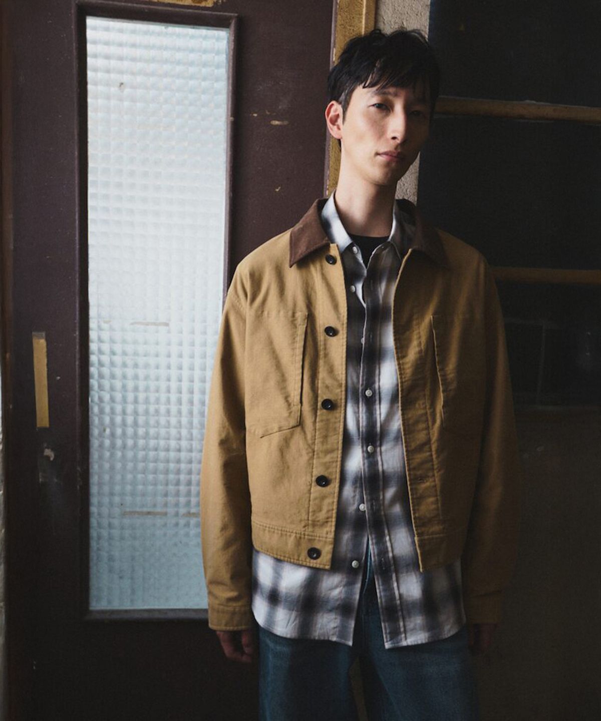 시프트지(SHIFT.G) Comfort Fit Ombre Check Shirt  Black