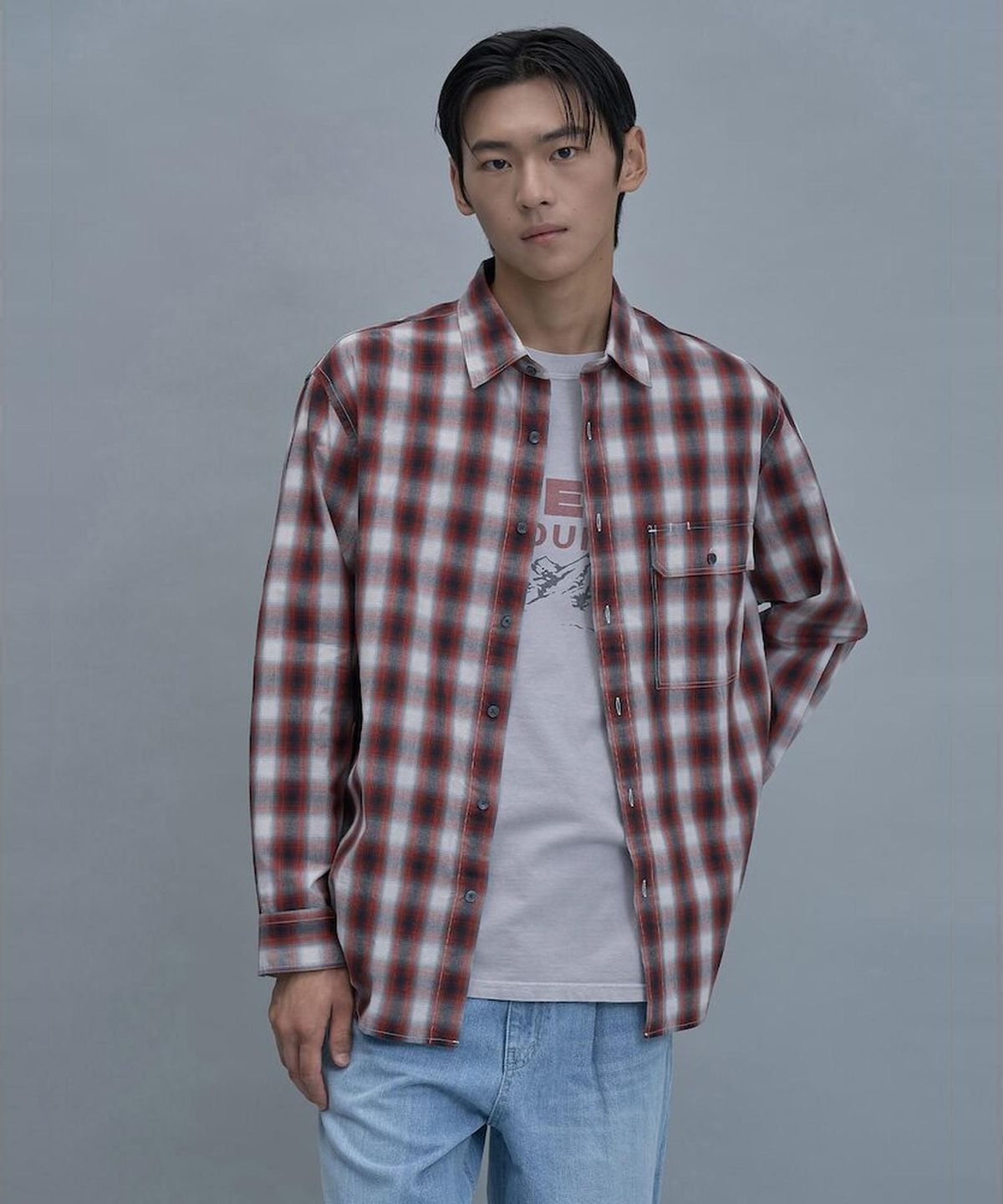 시프트지(SHIFT.G) Comfort Fit Ombre Check Shirt  Red