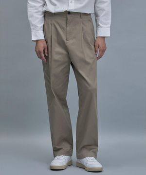 Wide Tapered Cotton Pants  Beige