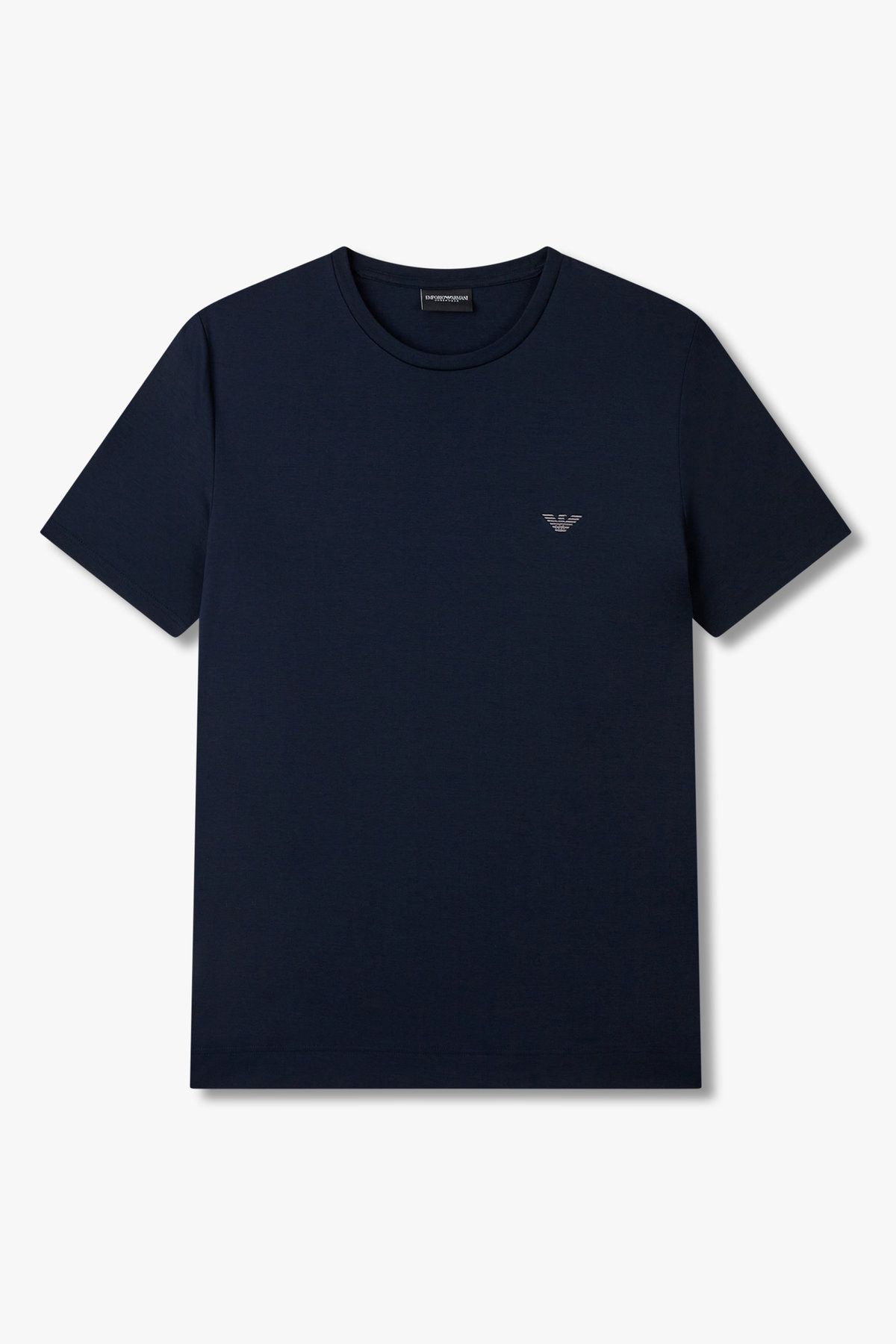 엠포리오 아르마니 언더웨어(EMPORIO ARMANI UNDERWEAR) 남성 자수 로고 크루넥 라운지 티셔츠_네이비 0815134009