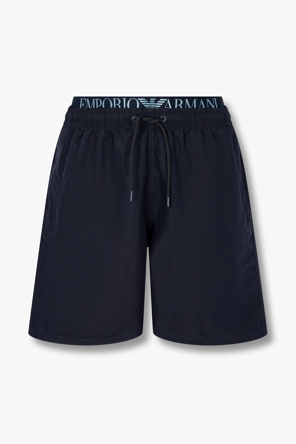 엠포리오 아르마니 언더웨어(EMPORIO ARMANI UNDERWEAR) 남성 로고 엘라스틱 스윔 버뮤다 쇼츠_다크 네이비 0815121016