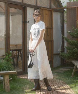 플라워패턴 밴딩 롱스커트