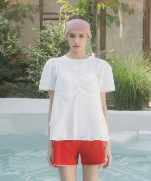 레이스 도트 쉬폰 뷔스티에 셋업