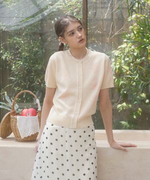 데이지 반팔 니트 가디건 (Cream)