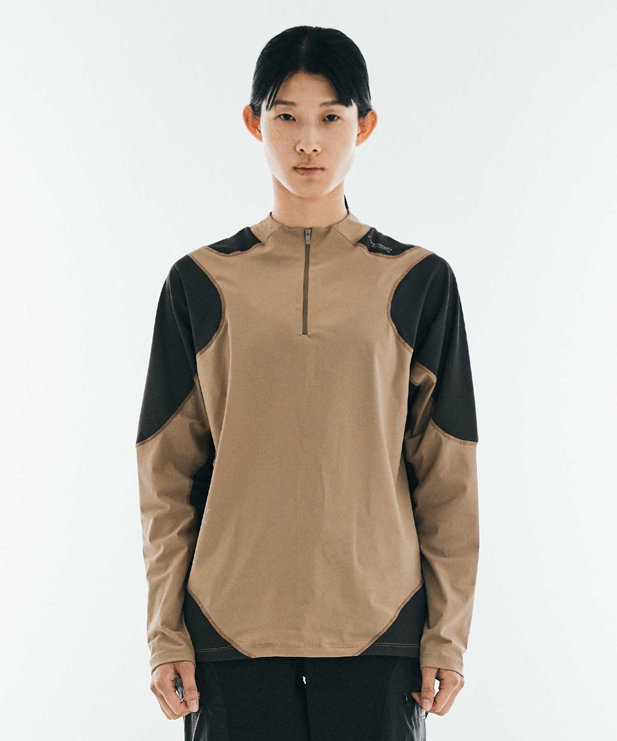 콜드웜(COLDWARM) Paneled Half-Zip (Beige/Charcoal) -Women-