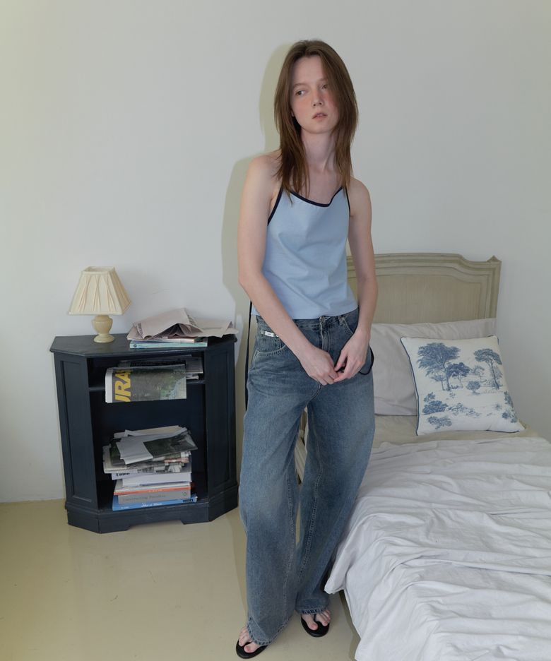Vintage washed wide denim