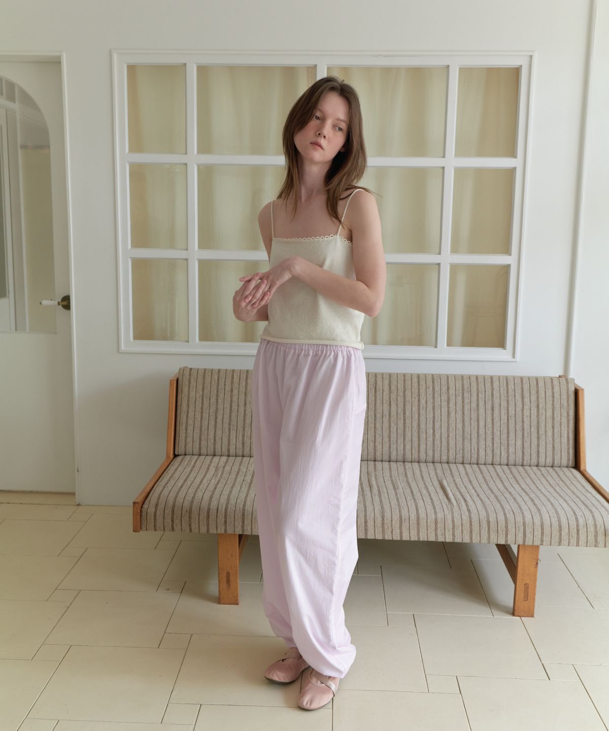 앤테(AENTE) Low rise banding pants - Pink