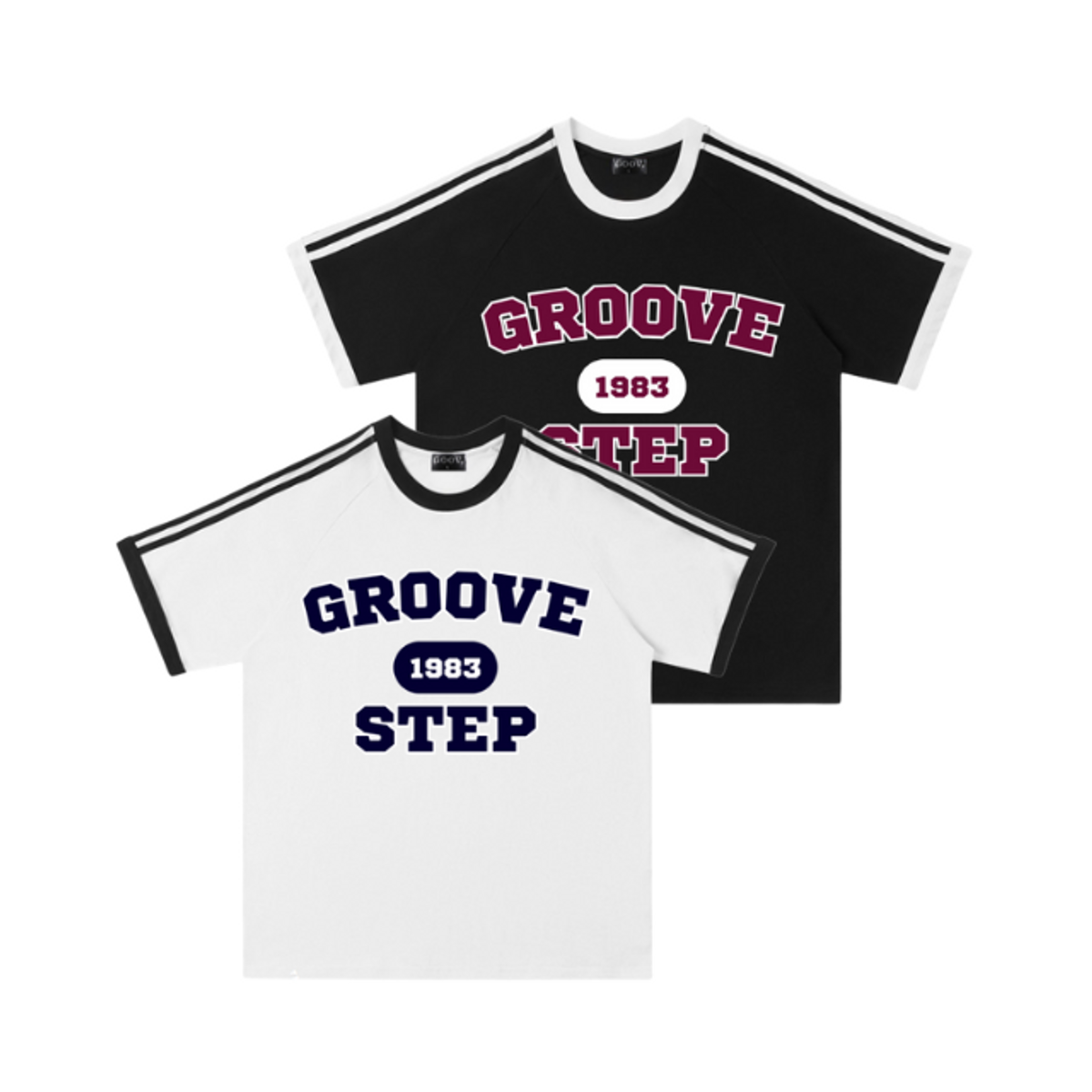 그루브스텝(GROOVESTEP) [2PACK]  삼선 그루브스텝 라운드 반팔 티셔츠 S0217