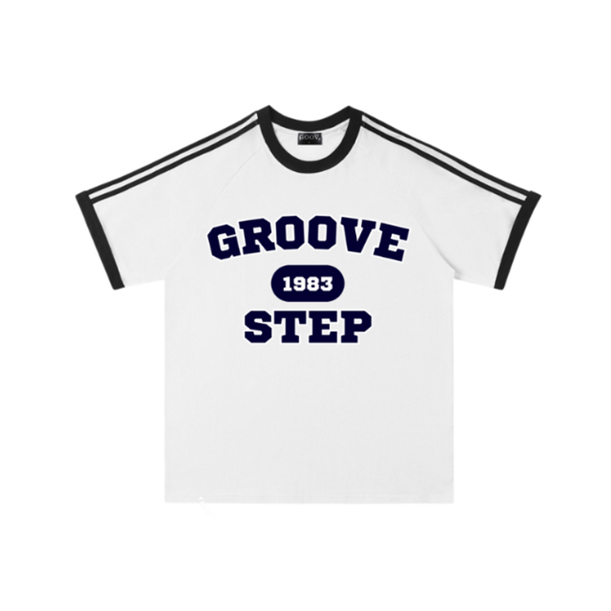 그루브스텝(GROOVESTEP) 삼선 그루브스텝 라운드 반팔 티셔츠 S0118