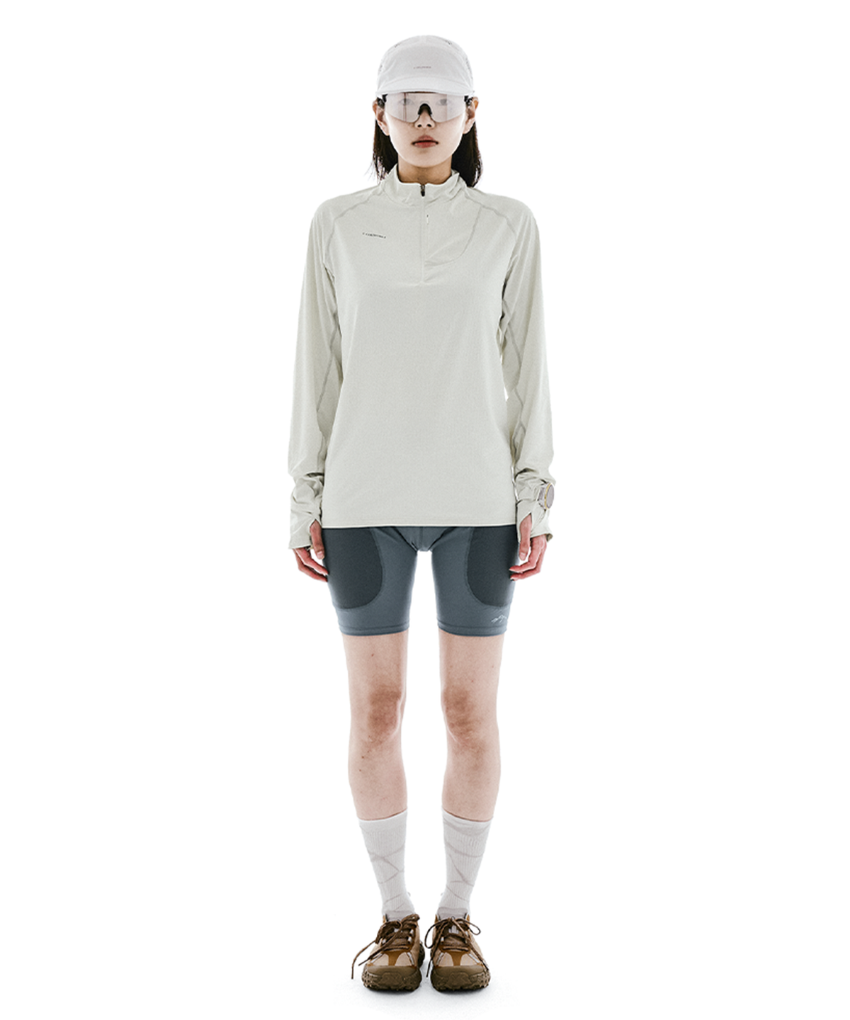 콜드웜(COLDWARM) Trail Half Tights (Grey) -Women-