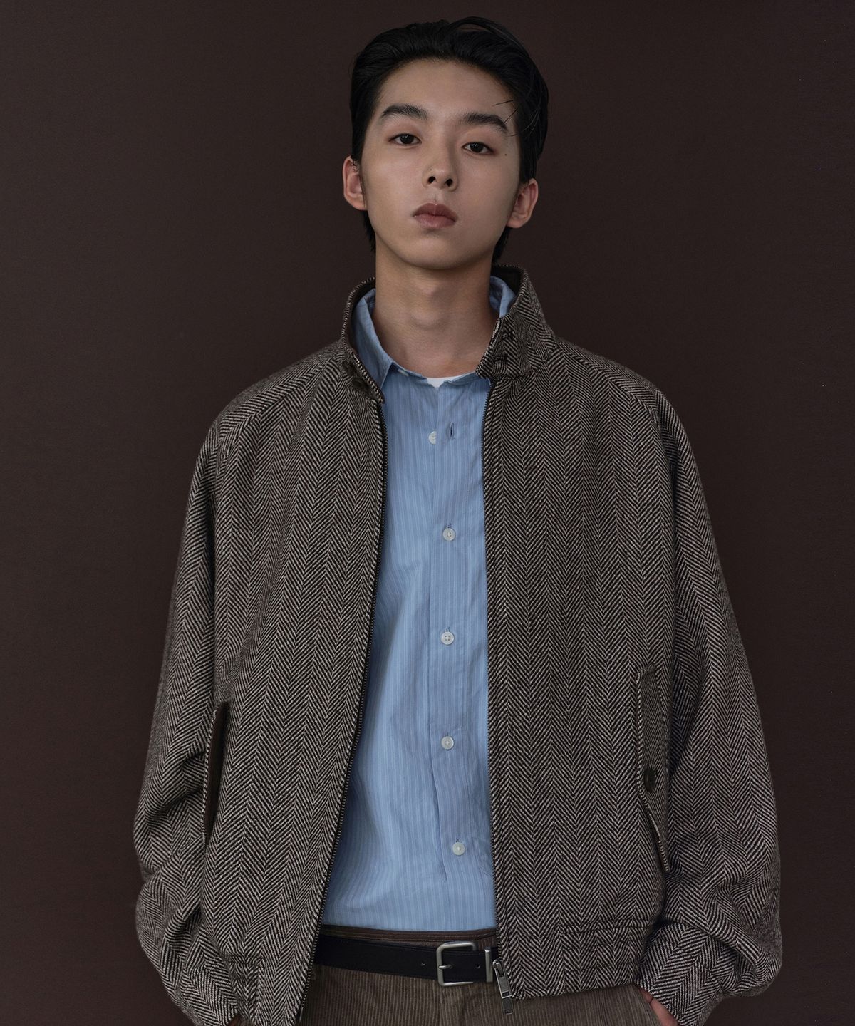 무신사 스탠다드(MUSINSA STANDARD) 울 블렌드 헤링본 해링턴 재킷 [브라운]