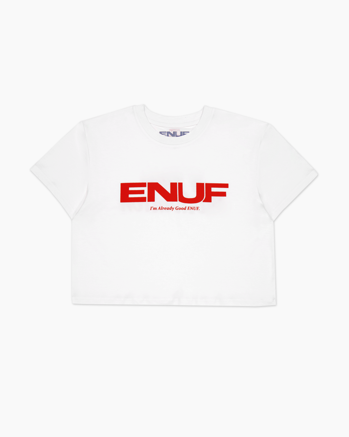 이너프(ENUF) 화이트레드 반팔크롭