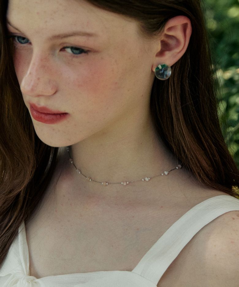 Color mini stone necklace - 2color