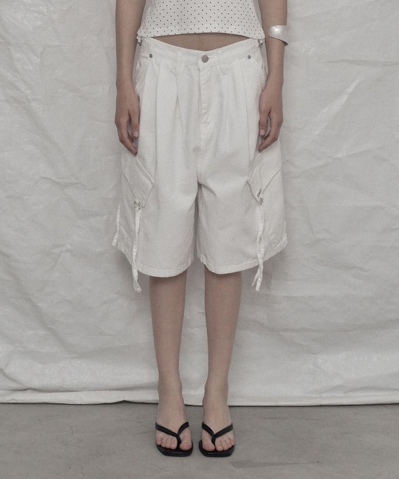 CARGO WIDE BERMUDA PANTS WHITE