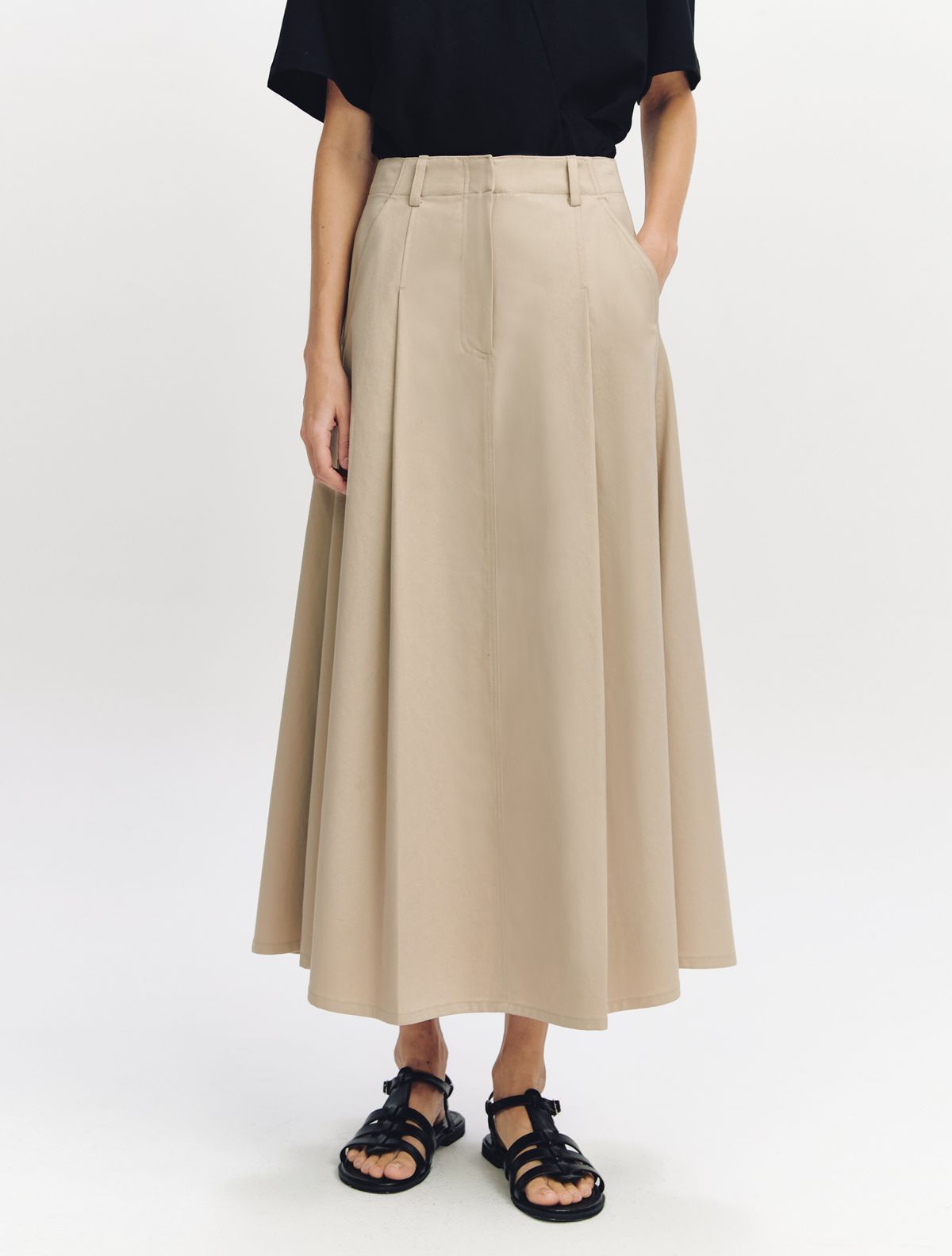 그레이데시온(GRAYDATION) One Tuck Flare Skirt BEIGE