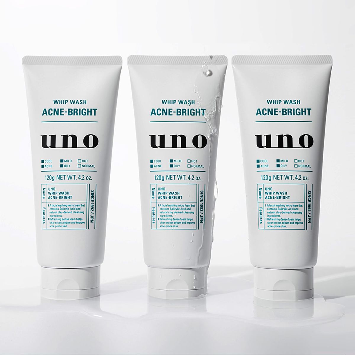 우노(UNO) 우노 휩 워시 아크네 브라이트 130g 3개