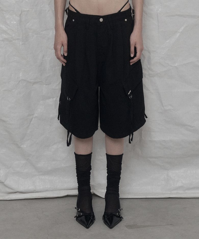 CARGO WIDE BERMUDA PANTS BLACK