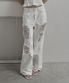 SCRATCH DAMAGE WIDE DENIM PANTS WHITE