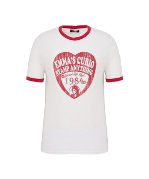 하트 스탬프 링거 티셔츠 화이트